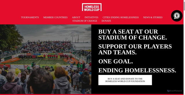 Security scan screenshot of https://www.homelessworldcup.org/