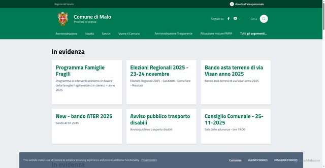 Security scan screenshot of https://www.comune.malo.vi.it/home