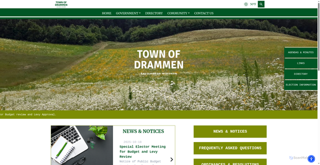 Security scan screenshot of https://townofdrammen-wi.gov/