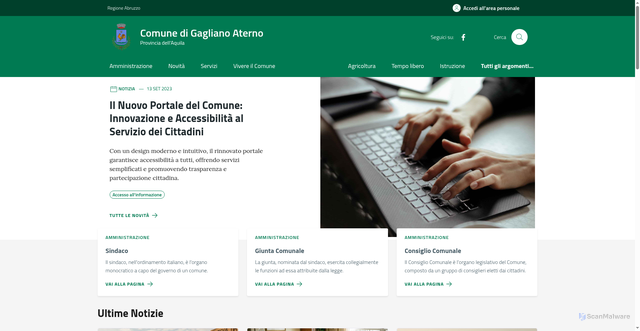 Security scan screenshot of https://comune.gaglianoaterno.aq.it/
