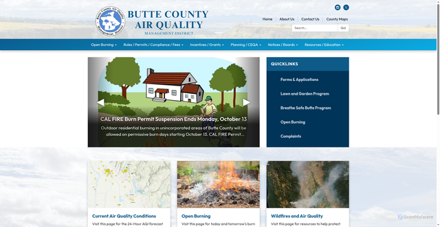 Security scan screenshot of https://www.bcaqmd.org/