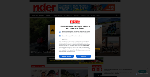 Security scan screenshot of https://ridermagazine.com