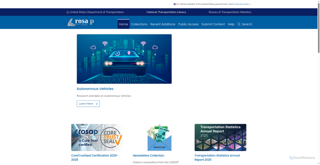 Security scan screenshot of https://rosap.ntl.bts.gov