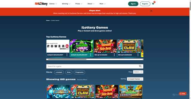 Security scan screenshot of https://nhlotteryprod.com/game-collection/ilottery