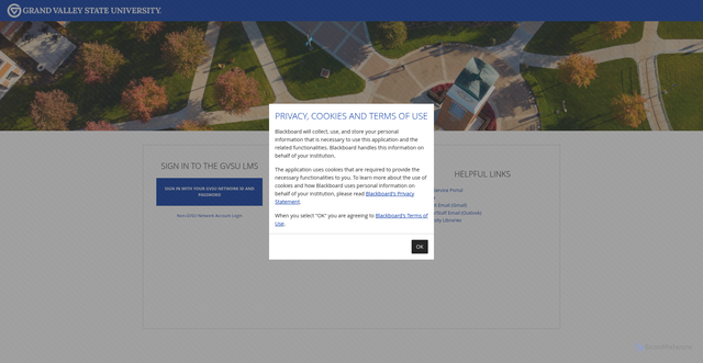 Security scan screenshot of https://lms.gvsu.edu