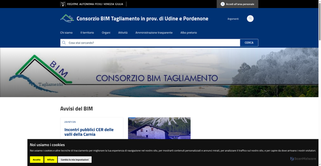 Security scan screenshot of https://www.bimtagliamento.it/