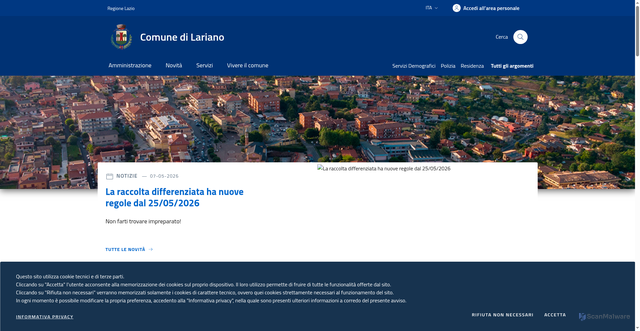 Security scan screenshot of https://www.comune.lariano.rm.it