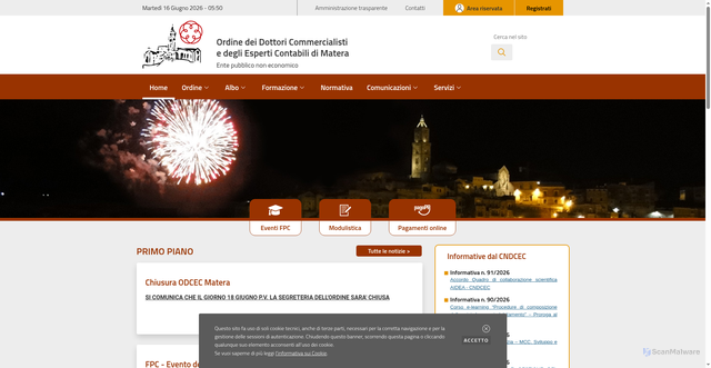 Security scan screenshot of https://www.odcec.matera.it