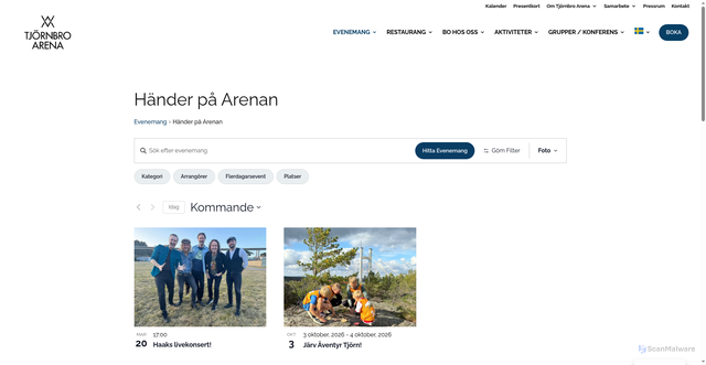Security scan screenshot of https://tjornbroarena.se/events/category/hander-pa-arenan/