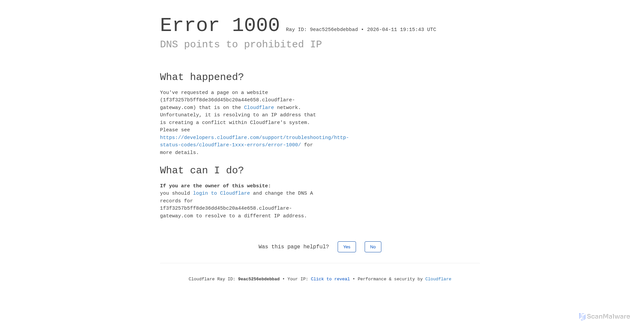 Security scan screenshot of https://1f3f3257b5ff8de36dd45bc20a44e658.cloudflare-gateway.com