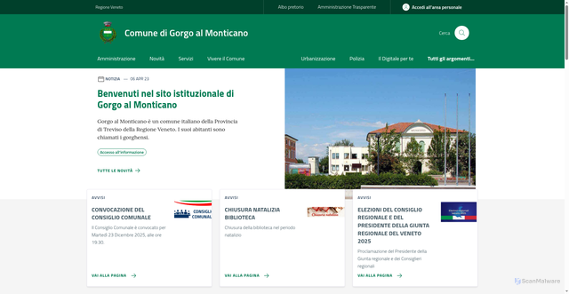 Security scan screenshot of https://www.comune.gorgoalmonticano.tv.it/