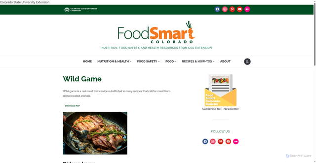 Security scan screenshot of https://foodsmartcolorado.colostate.edu/wild-game/