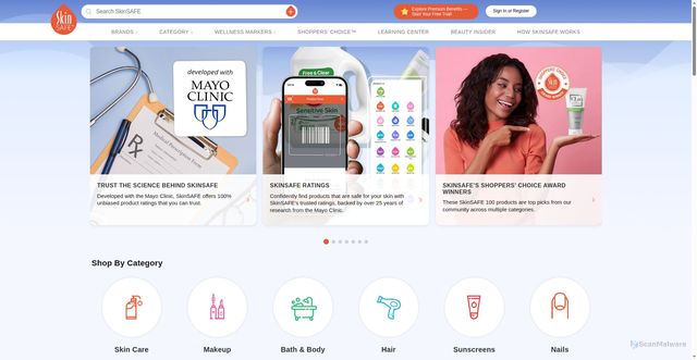 Security scan screenshot of https://www.skinsafeproducts.com