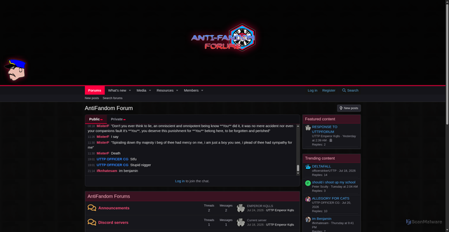 Security scan screenshot of http://antifandom.org