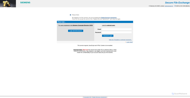 Security scan screenshot of https://secufex.erlm.siemens.de/
