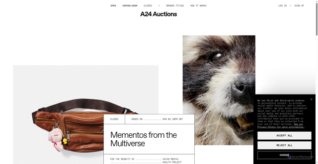 Security scan screenshot of https://a24auctions.com/