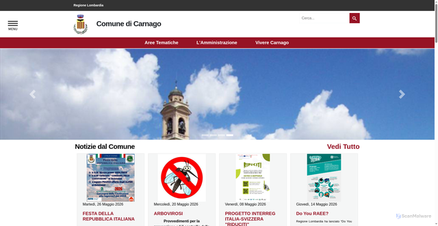 Security scan screenshot of https://www.comune.carnago.va.it