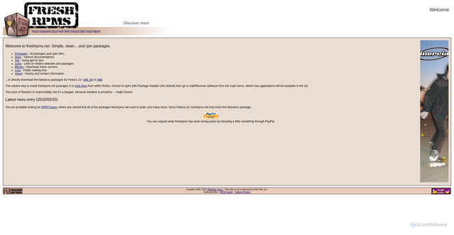 Security scan screenshot of https://freshrpms.net