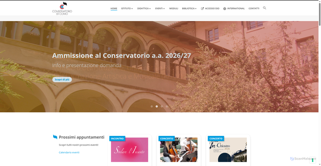Security scan screenshot of https://www.conservatoriocomo.it
