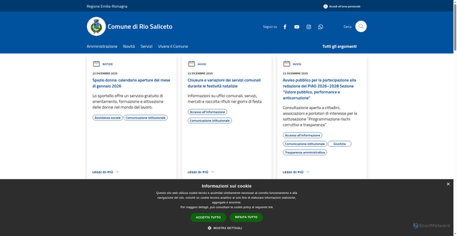 Security scan screenshot of https://www.comune.riosaliceto.re.it/it