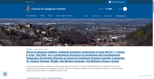 Security scan screenshot of https://www.comune.castiglionetorinese.to.it