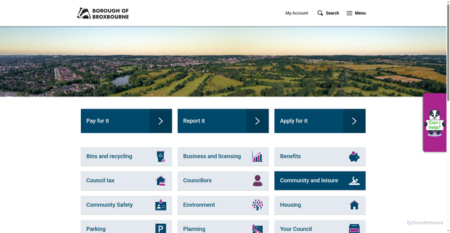 Security scan screenshot of https://www.broxbourne.gov.uk/