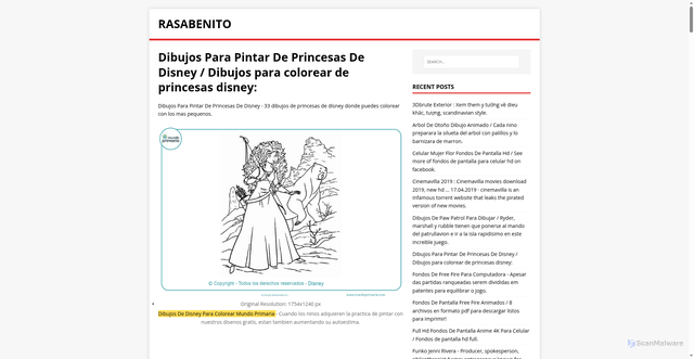 Security scan screenshot of https://otinesara.pages.dev/posts/dibujos-para-pintar-de-princesas-de-disney/