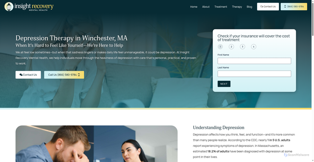 Security scan screenshot of https://insightrecoverymh.com/depression-therapy/