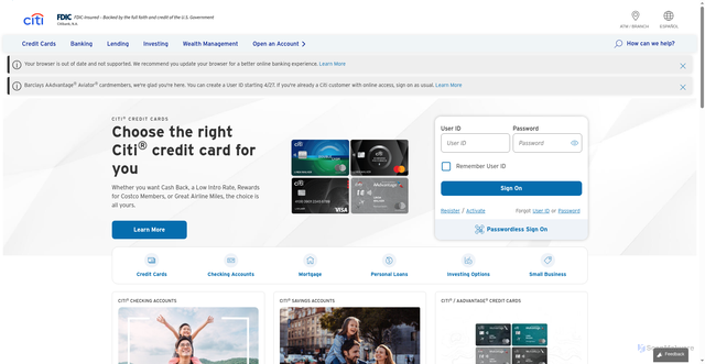 Security scan screenshot of https://citi.com