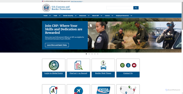 Security scan screenshot of https://cbp.gov