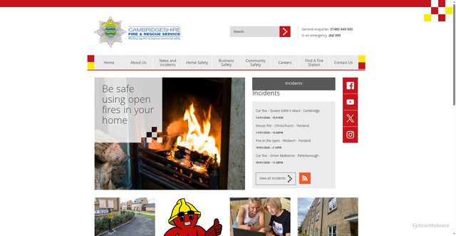 Security scan screenshot of https://www.cambsfire.gov.uk/