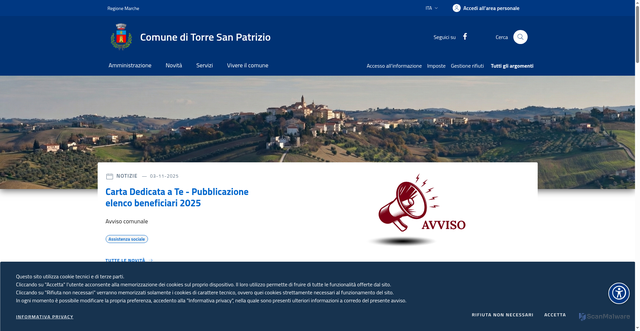 Security scan screenshot of https://www.comune.torresanpatrizio.fm.it/