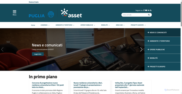 Security scan screenshot of http://asset.regione.puglia.it