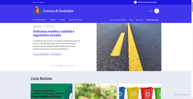 Security scan screenshot of https://comune.zandobbio.bg.it/