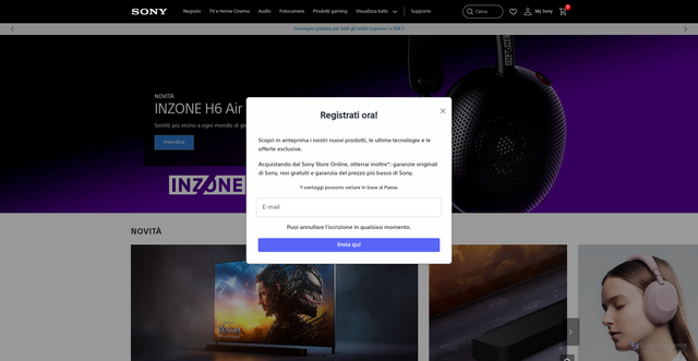 Security scan screenshot of https://www.sony.it