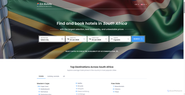 Security scan screenshot of https://za-hotels.com