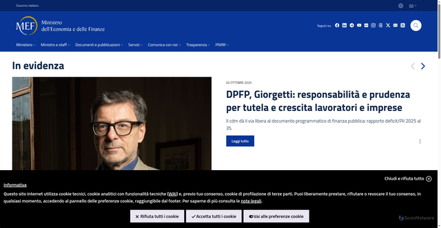 Security scan screenshot of https://www.mef.gov.it/