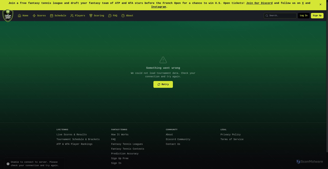 Security scan screenshot of https://dropshotft.com/tournaments/hamburg-open/2026
