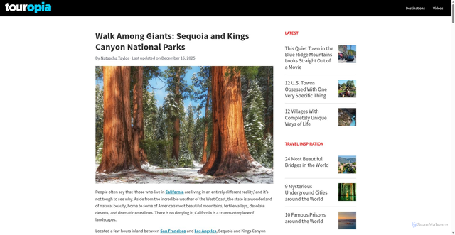 Security scan screenshot of https://www.touropia.com/walk-among-giants-sequoia-and-kings-canyon-national-parks/