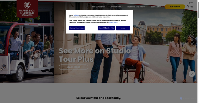 Security scan screenshot of https://www.wbstudiotour.com/