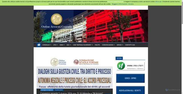 Security scan screenshot of https://www.ordineavvocaticosenza.it