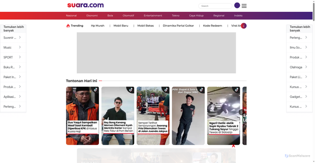 Security scan screenshot of https://suara.com