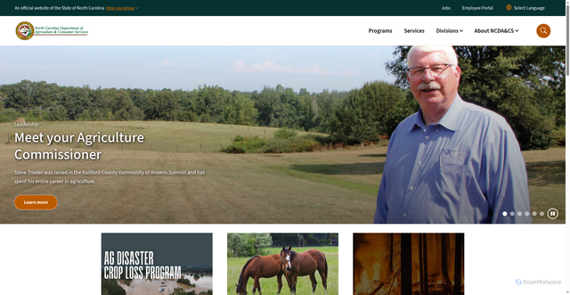 Security scan screenshot of https://www.ncagr.gov/