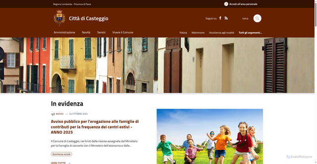 Security scan screenshot of https://www.comune.casteggio.pv.it/it-it/home