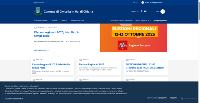 Security scan screenshot of https://comune.civitella-in-val-di-chiana.ar.it/
