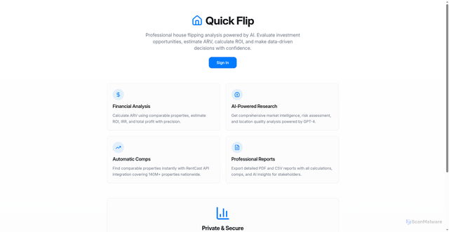 Security scan screenshot of http://quikflip.ai/