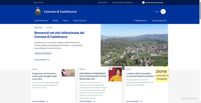 Security scan screenshot of https://www.comune.castelcucco.tv.it/