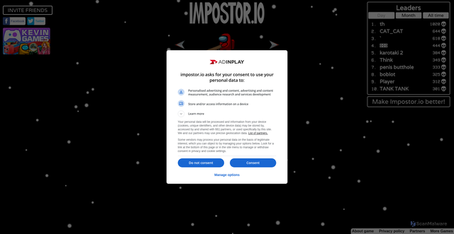 Security scan screenshot of https://impostor.io