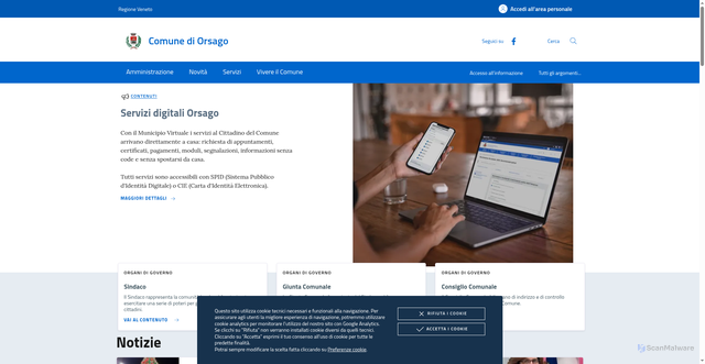 Security scan screenshot of https://www.comune.orsago.tv.it/
