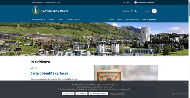 Security scan screenshot of https://www.comune.sestriere.to.it